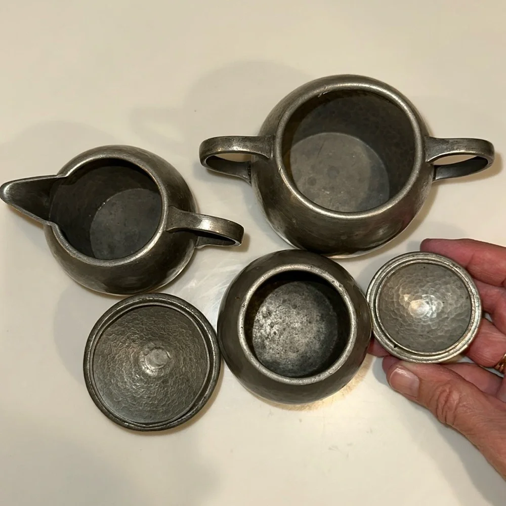 Vintage Art Deco Tea Service/Set GERO Holland Hand Hammered Pewter